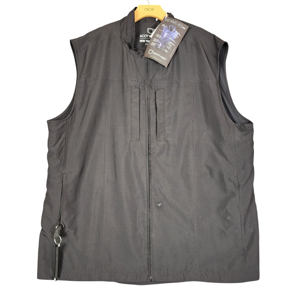 SCOTTEVEST RFID Travel Vest Men XXL Black 26 Pockets Water Resistant NWT Mark
